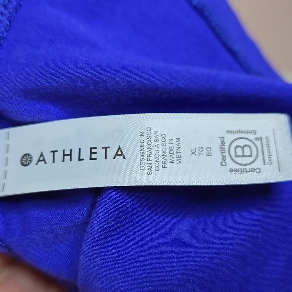 Athleta Outbound Mock Neck Blue Purple Cotton Blend Top Size XL - Picture 5 of 8